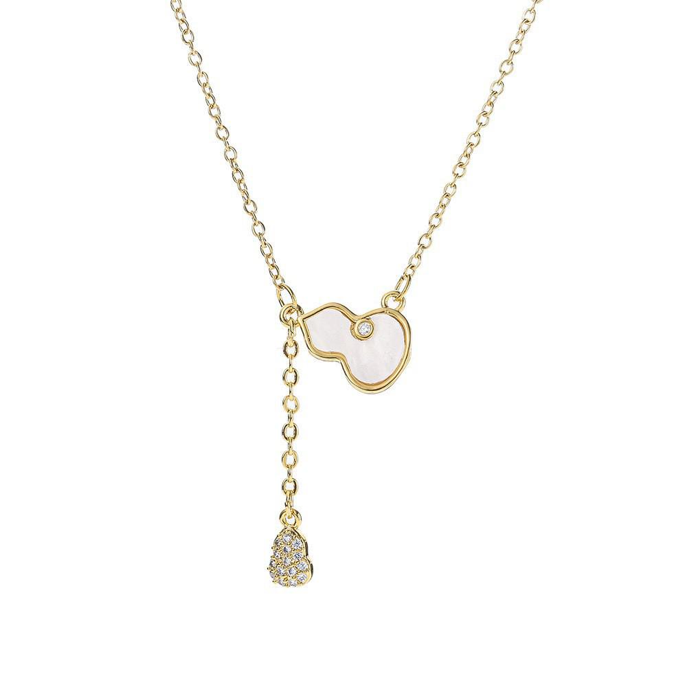 Japanese & Korean Minimalist Gourd Pendant Necklace - High-End, Trendy Women's Collarbone Chain Jewelry