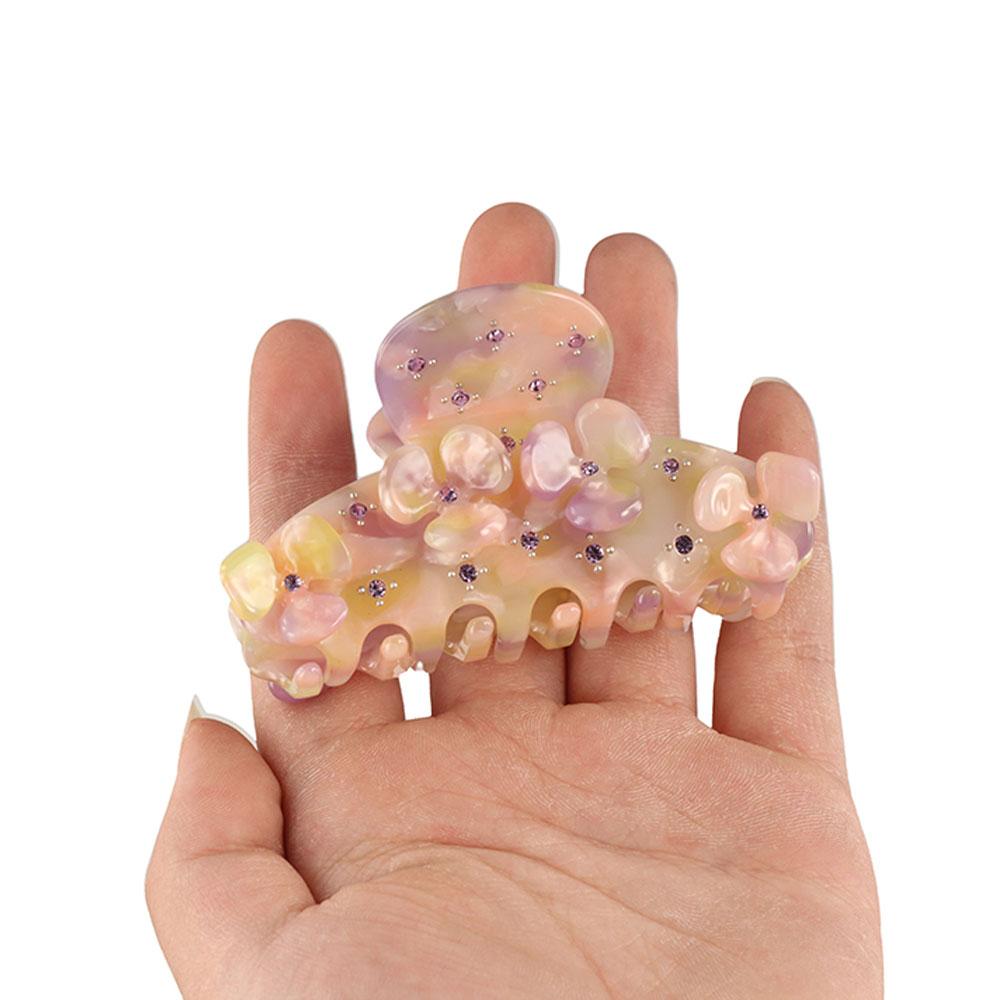 Purple  Barrettes Rhinestone Korean Style Hair Ornaments Flower Hair Clips Acetate Hair Claw