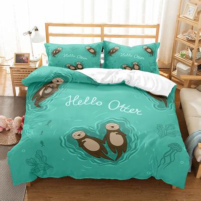 Set Copripiumino Lontre Marine Animali Marini Carino Kawaii Copri Piumone Matrimoniale Queen Matrimoniale Per Bambini Ragazzi Ragazze Adolescenti Set Biancheria da Letto
