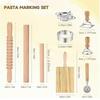 9Pcs Pasta Making Tools Set, Wooden Rolling Pin, Gnocchi Board, Ravioli Stamp Maker Cutter, Pastry Cutter Wheel