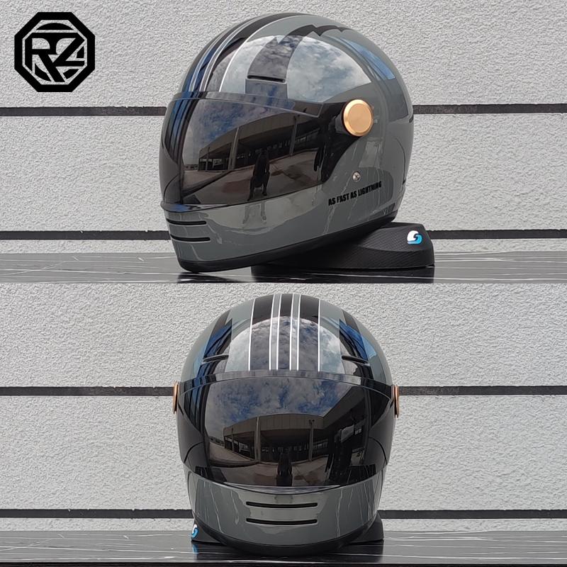 Motorcycle Retro Full Face Helmet DOT Approved Wide Field Off Road Motorcycle Helmet Adult Capacite Casco Moto