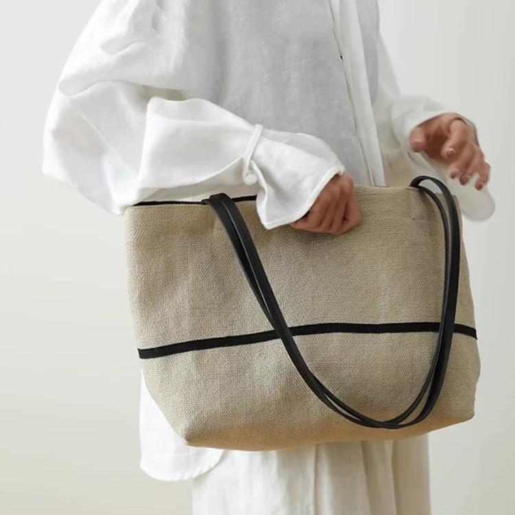 New simple casual roving rain dew hemp versatile niche single shoulder fashion large capacity tote armpit bag