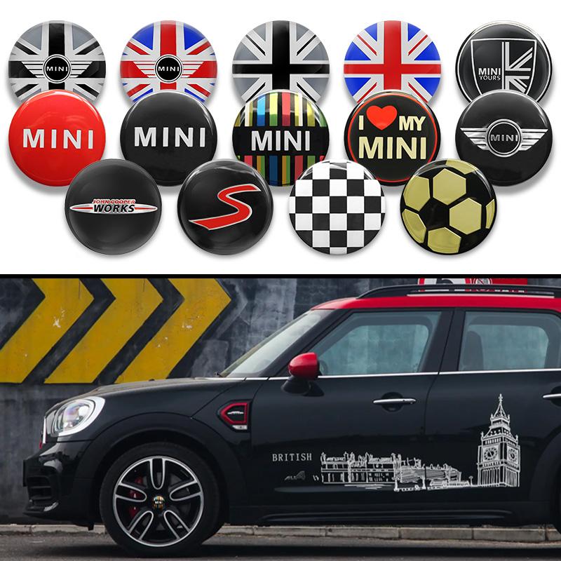 4Pc 52mm Car Wheel Center Hub Caps Badge Sticker Emblem Decals Accessory For Mini Cooper F54 F55 F56 F57 F60 R56 R57 R58 R59 JCW H11