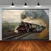 2D plane, 1 piece of retro-themed background fabric for train tracks, suitable for party photo backgrounds and birthday parties