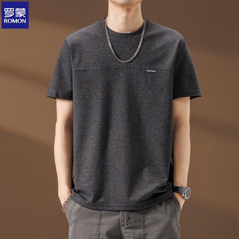 

ROMON Men s Round Neck Short Sleeve Solid T-Shirt 2XL