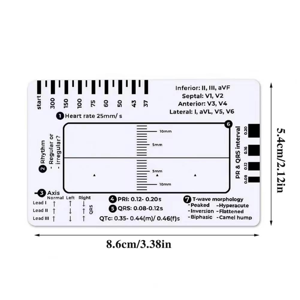 7-step plastic ruler electrocardiogram reading and measuring tool, transparent electrocardiogram, portable medical