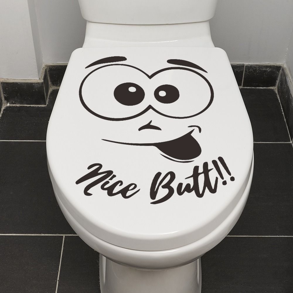 3D Effect Bathroom Decals Cute Toilet Cover Sticker Fashion Smiling Face Toilet Stickers  Art Mural