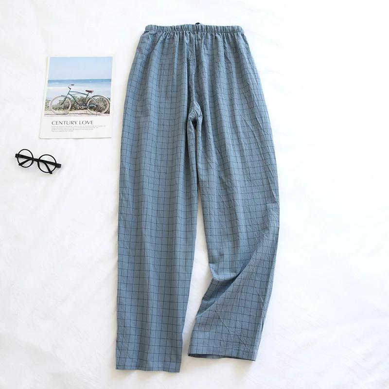 2024 Cotton Couple Sleep Bottoms Comfortable Unisex Sleep Pants Plaid Simple Style Home Pants Men Spring Summer Pajamas Pants