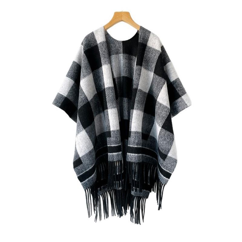 Classic Light Luxury Plaid Scarf Large Shawl High-end Plaid Double-sided Cape Cape Autumn and Winter Warm Scarf
