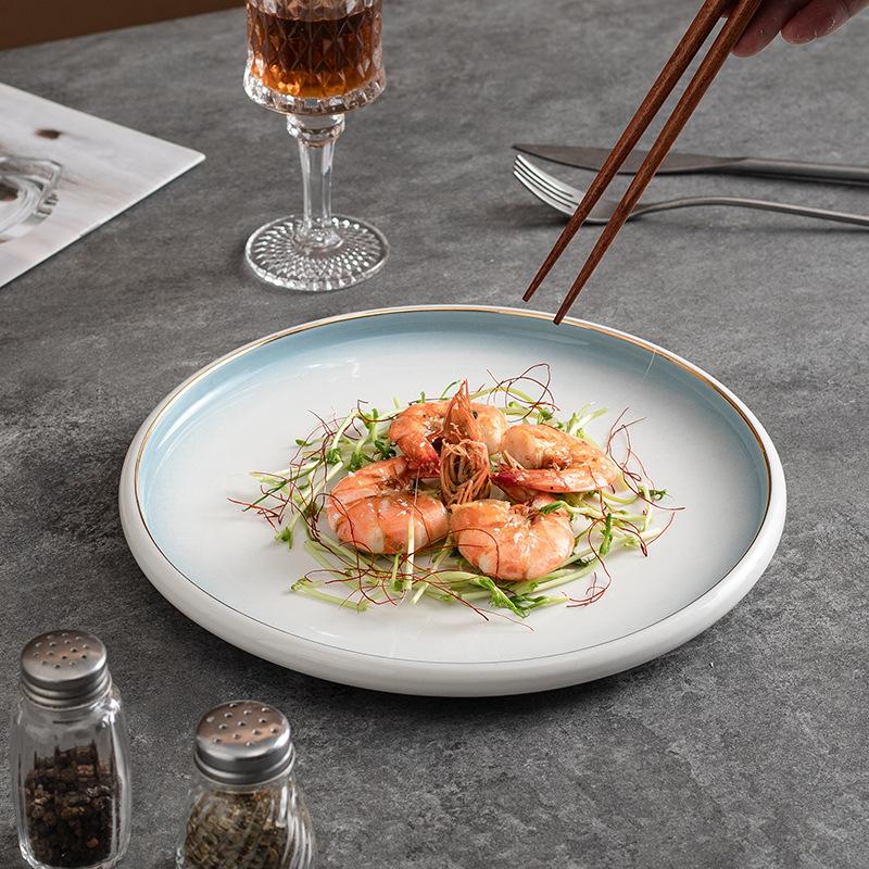 Simple Home Wide Air Round Plate Ceramic Western Plate Vegetable Plate Western Steak Plate Steak Plate Pasta Plate Nordic Style