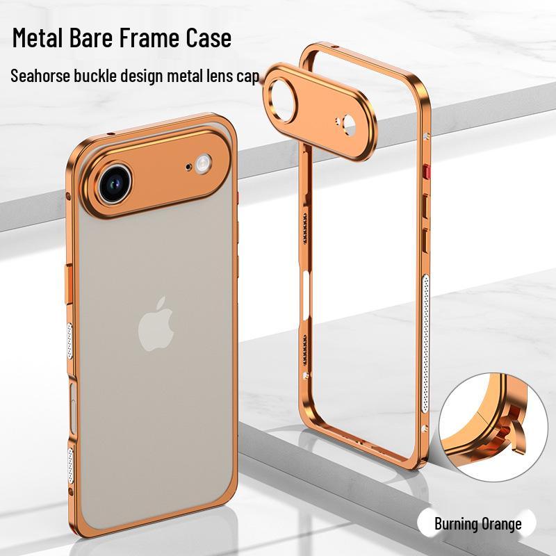 

Легкий металлический чехол-рамка iPhone 17 Air с защитой объектива и застежкой в виде морского конька для 16 Pro - Трендовый для всех iPhone 13 Pro [metal frame + lens]