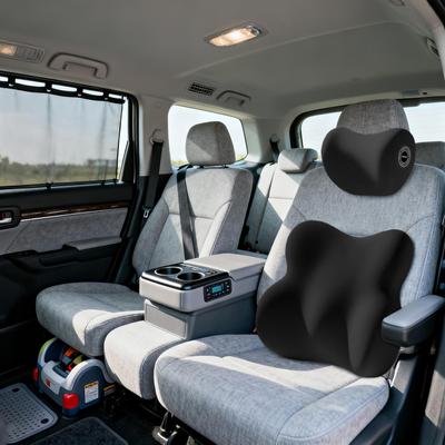 Car Seat Lumbar Support Ergonomic Breathable Memory Foam Cushion Car Neck Pillow Kit For Vehicle Truck Travel Trip Commuting