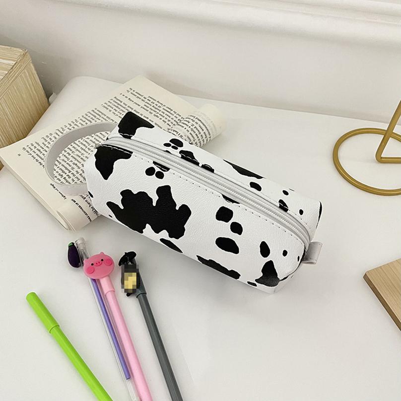 Cow Pattern Pencil Case Kawaii Stationery Pencilcase Large Capacity Pen Case Trousse Scolaire School Supplies Pencil Pouch