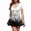 Women's Fashion Sexy Printing Short Sleeve Round Neck Bubble Hem  Dress