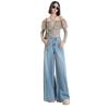 Autumn Light Blue High Waist Oversized Swing Wide Leg Casual Denim Pants Ladies Casual Pants Oversize Denim Trousers
