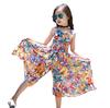 Girls' Suspender Skirt, Summer Clothes, Cotton, Western Style, Children, Big Children, Floral Wide-leg One-piece Dress
