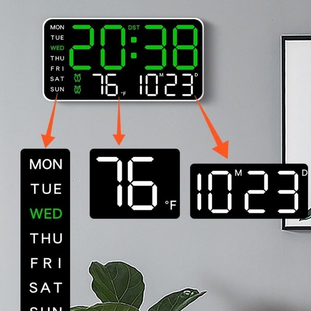 Large Display Digital Wall Clock Week Date Display Electronic Table Clock LED Alarm Clock  Bedroom