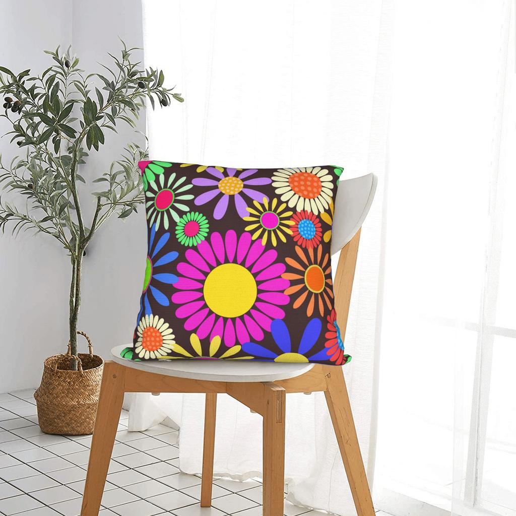 Retro Daisy Floral Pattern Pillow Case Morden Pillow Cover Square Pillowcases For Office Car Home Decor