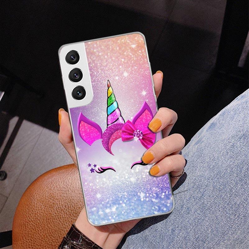 Pink Unicorn Rainbow Phone Case For Samsung Galaxy S24 S25 Edge S26 Ultra S23 S22 S21 Plus S20 FE + Personalized Print Cover Gal