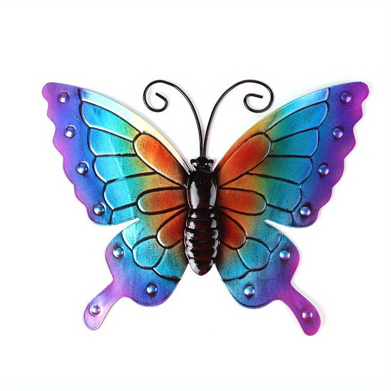 1Pc Iron Art Colorful Simulation Butterfly Pendant for Outdoor Garden Patio Background Wall Home Decoration Ornaments
