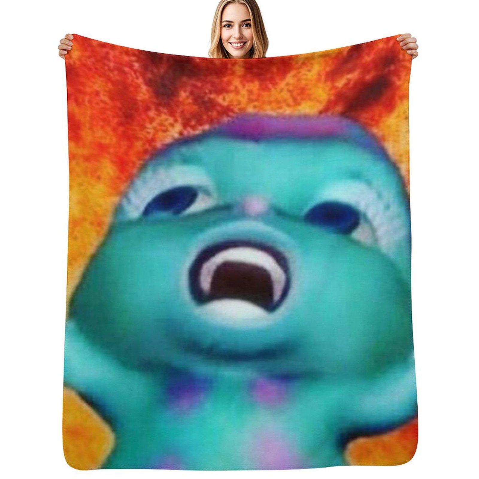 Bibble Meme Fire Throw Blanket Cozy Microfiber Throw Blanket for Home Bedroom Size: 75*100cm, Weight: 230 GSM