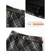 Women's High Waist Plaid Wool A-Line Skirt - Retro Style for Spring and Autumn