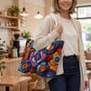 Bohemian Floral Pattern Tote Bag Portable Casual Shoulder Bag for Daily Use