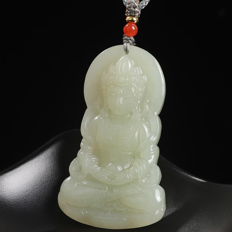 Xinjiang Hotan Jade Guanyin Pendant for Men and Women Safe Jade Pendant Necklace Birthday Gift
