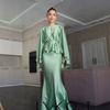 Französisches leichtes Luxus-Satin-Drapierkleid Sommer hohe Taille langer lockerer Taillen-Hüftrock
