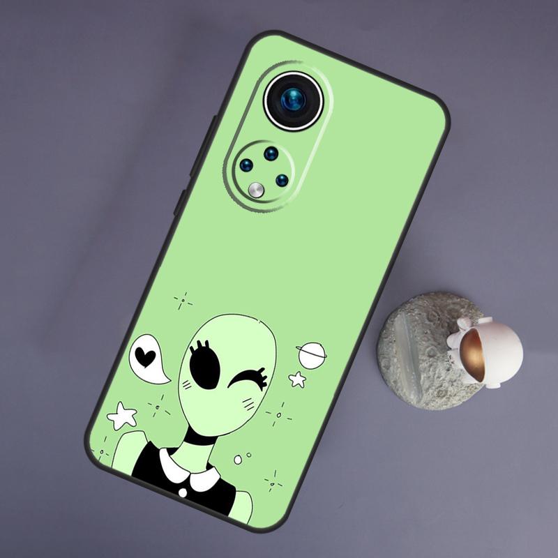 Aesthetics Cute Cartoon Alien For Huawei Honor Magic 5 Lite 70 50 X8 X9 a P20 P30 P40 P50 P60 Pro P Smart Nova 9 5T Case