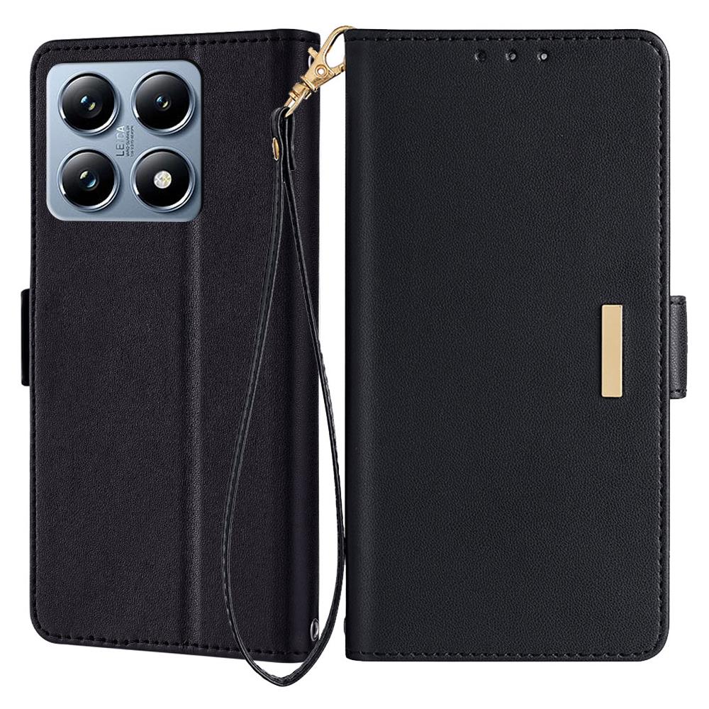 For Xiaomi 14T Pro Leather Wallet Case RFID Blocking Stand Cover with Hand Strap