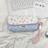 Korean Floral Pen Case With Polyester Material Large Capacity Student Stationery Organizer For Girls