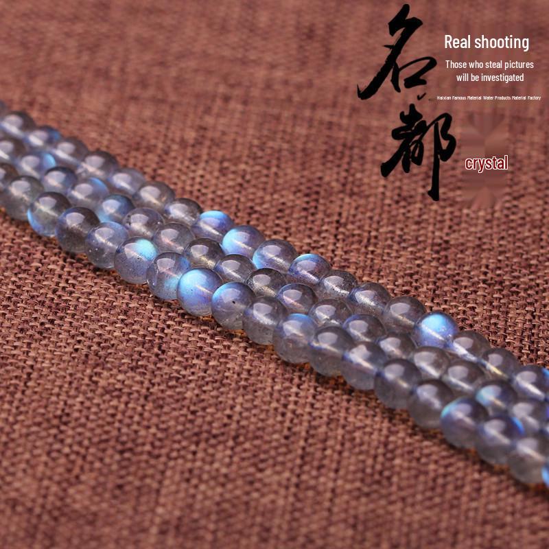 Natürliche Graue Mondstein & Hellblaue Labradorit Perlen für DIY Schmuck