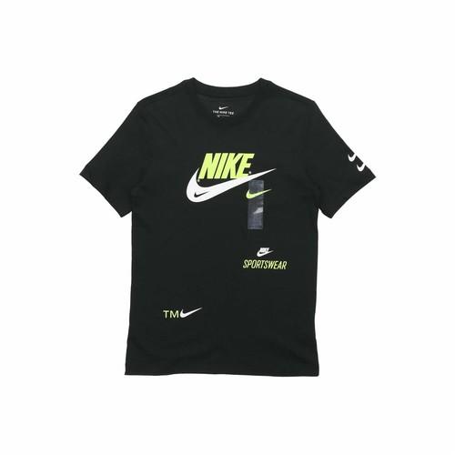 Nike double swoosh letter logo printed short sleeve T-shirt for men, black