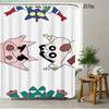 Crayon Shin-Chan & Shiro & Himawari Photo Collage Scene 2D Print Waterproof Shower Curtain, Warm Yellow Checkered With Star Acce