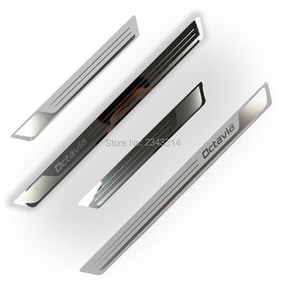 For Skoda Octavia A5 A7 A9 2015- Accessory Stainless Car Door Sill Kick Scuff Plate Guard Pedal Protector Trim Cover Styling