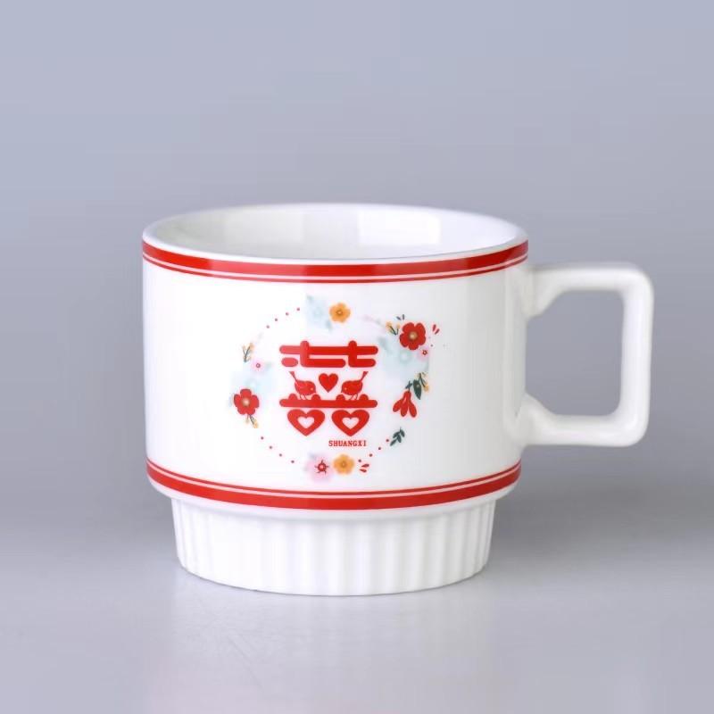 Creative Wedding Souvenir Mug Ceramic Stacked Cup Couple Cup Gift Box Set High Value Water Cup Manufacturer