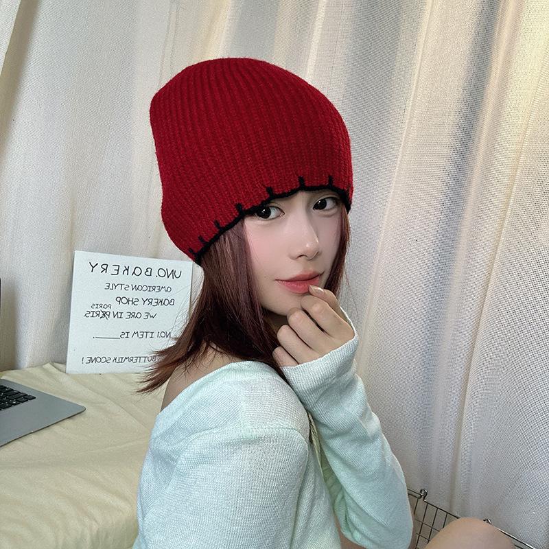 Luochi Korean Style Solid Color Knit Wool Hat for Men & Women - Autumn Winter Face Slimming Head Covering