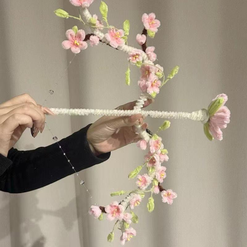 

Spring Peach Blossom Bow & Arrow Photo Props - Handmade DIY Fairy Pipe Cleaner Kit