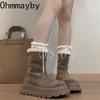 Winter Plush Women Short Boots Fashion Platform Thick Heel Ankle Booties Autumn Winter Keep Warm Shoes