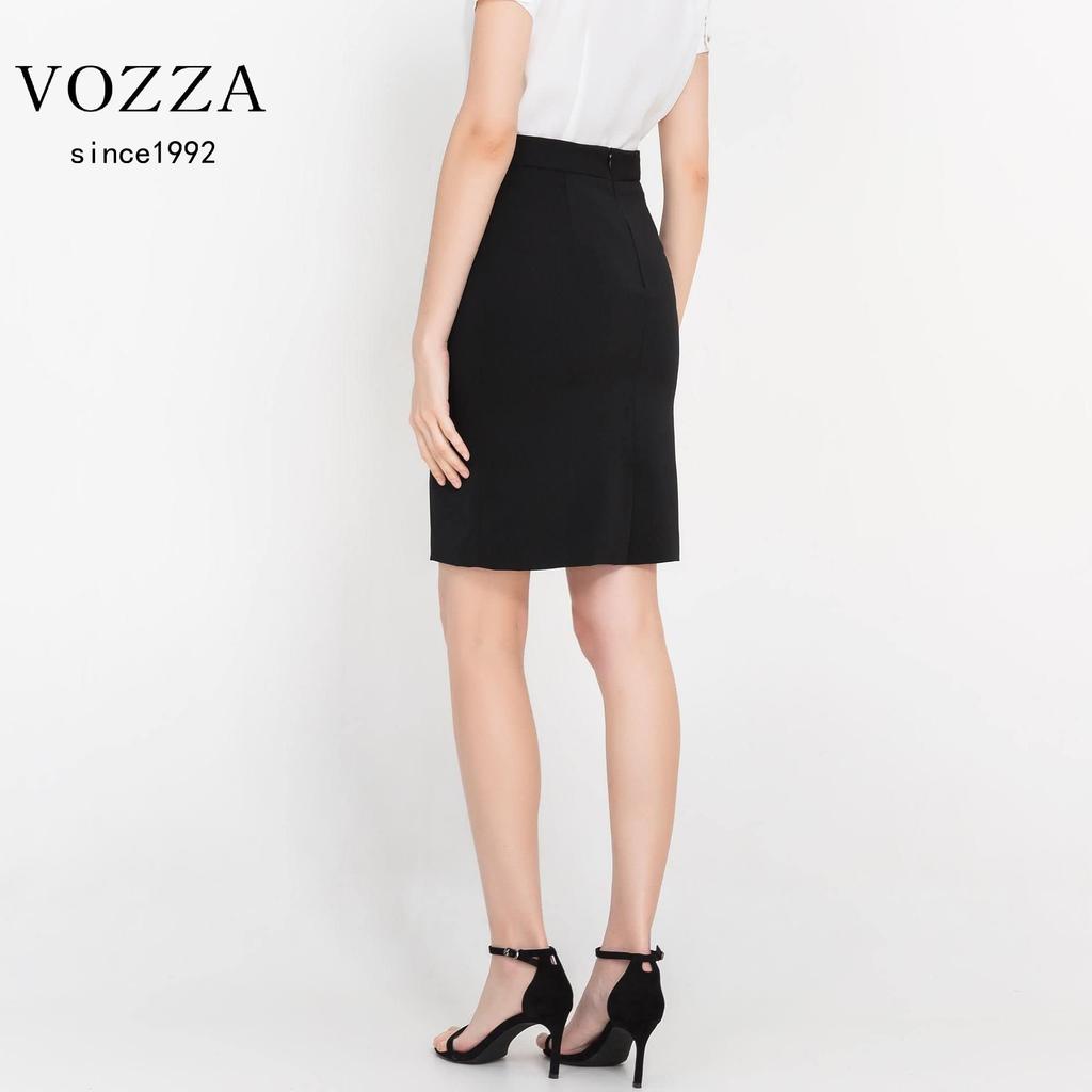 VOZZA Office Elastic Waist Pencil Stretch Mini Skirt Women's Knee-Length Skirt, (Size M, Black)