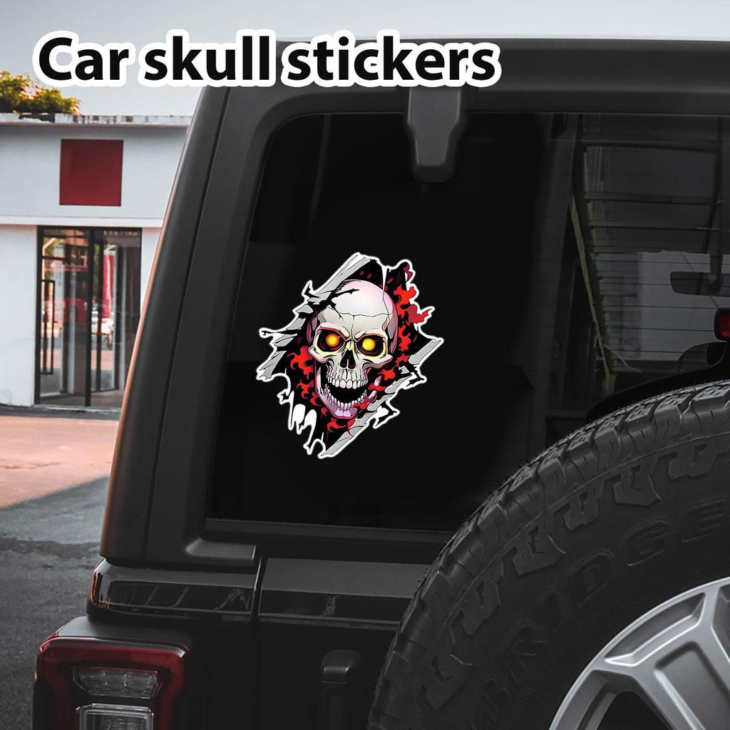 Skull Car Window Stickers, Skeleton Head Stickers | Halloween Skeleton Stickers,Car Creative Stickers Blood