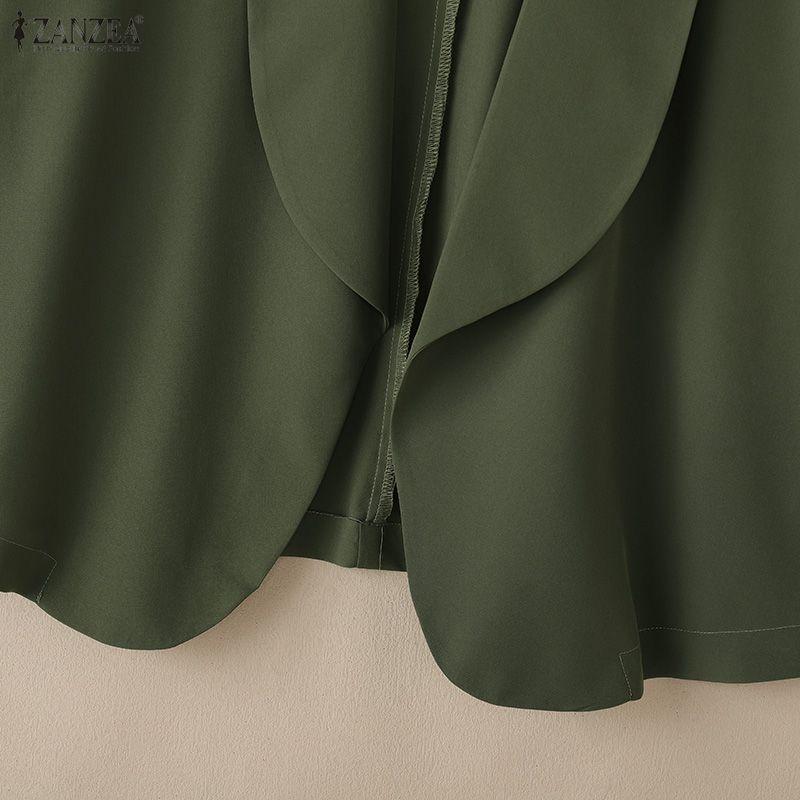 ZANZEA Women Turn Down Collar Loose Casual 3/4 Sleeve Cardigan Cover Ups