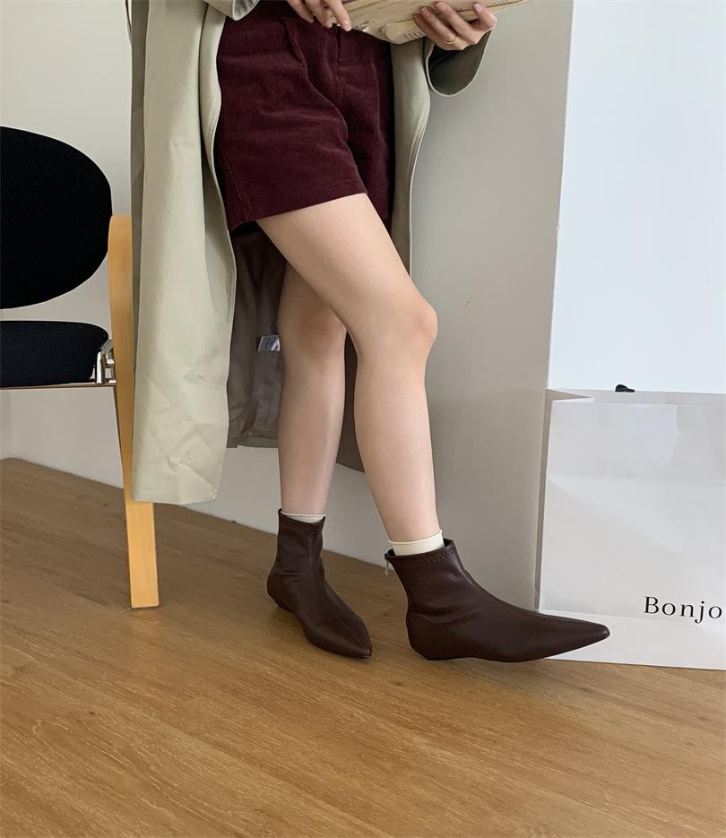 

Женские сапоги и женская обувь ниша легкая роскошь 2025 осень и зима ручная работа ретро импортная торговля толстый каблук квадратный носок эластичные сапоги тонкие бо 39