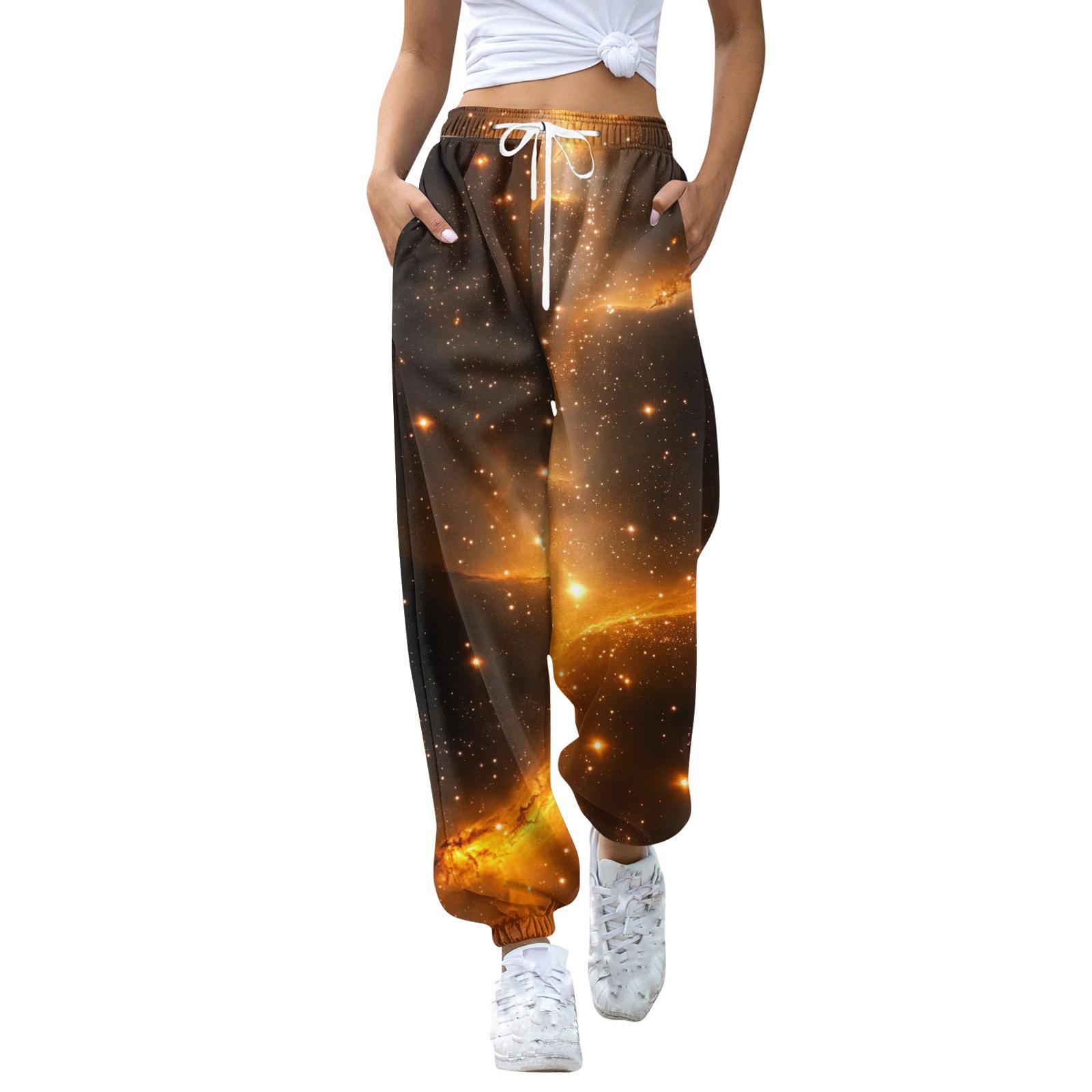 

Женские повседневные модные спортивные штаны с рождественским принтом, кулиской на поясе и манжетами на штанинах L