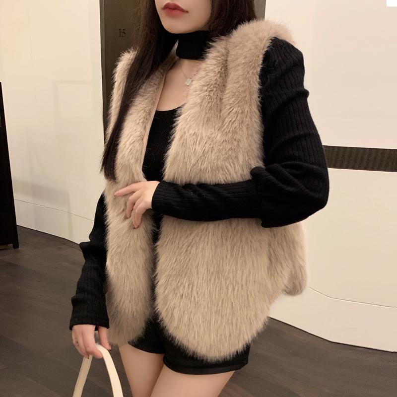 Autumn Winter Faux Mink Fur Vest Coat for Women Fur Outerwear Ladies Casual Sleeveless Jacket