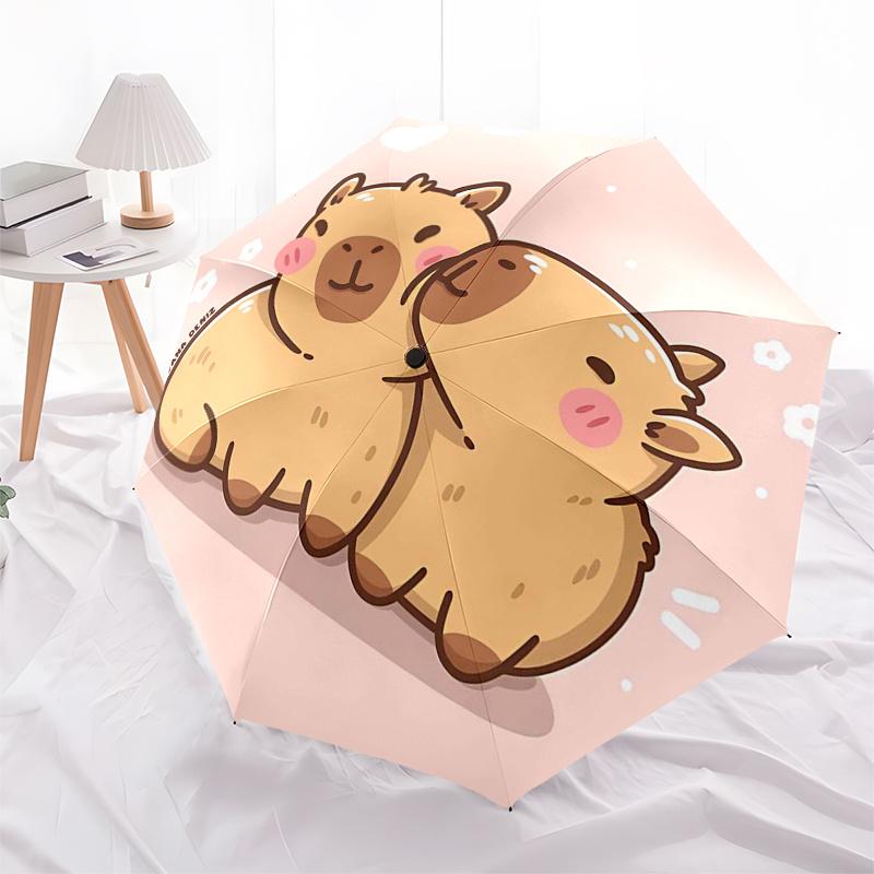 Capybara Themed Travel Umbrella-8 Ribs Automatic Opening and Closing, Portable Folding Design, Compact and Stylish Umbrella Suitable for Out