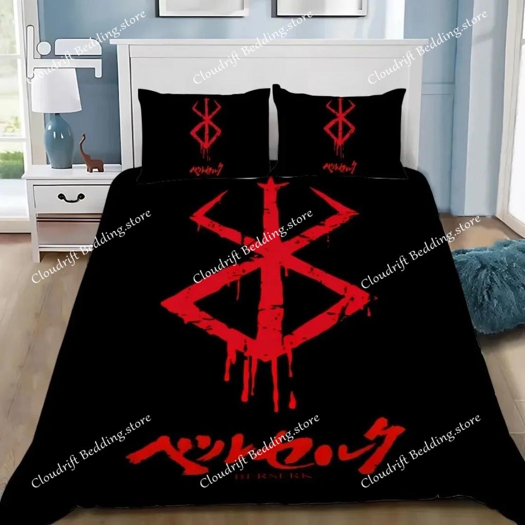 Set Biancheria da Letto Anime Berserk Copripiumino Federa Berserk Decorazione Camera da Letto Adulto Ragazzo Ragazza Singolo Matrimoniale Taglia Grande