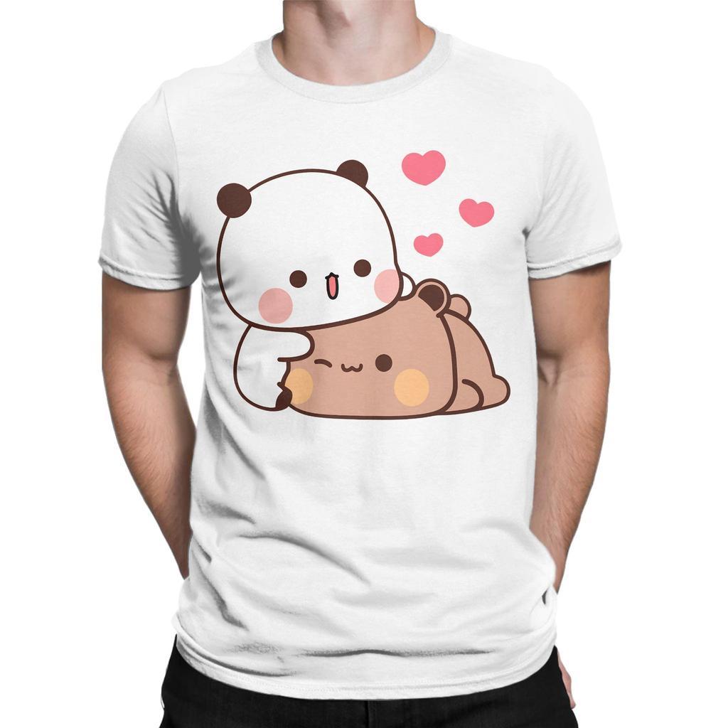 Panda Bear Bubu and Dudu TShirt for Men  Humor Cotton Tee Shirt Round Neck Short Sleeve T Shirts 4XL 5XL Tops