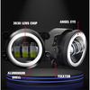 3.5 Inch / 4 Inch LED Fog Light DRL Round Angel Eyes Assembly White And Yellow Light Auto Car Fog Lamp
